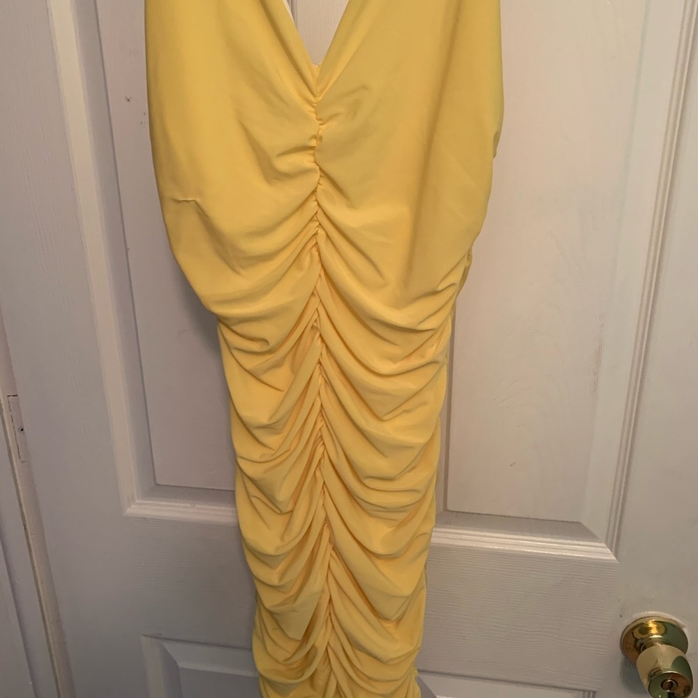 Mini Yellow Bodycon Dress - Picture 2 of 7